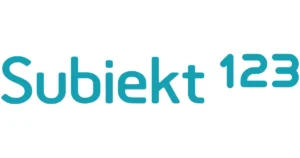 A 'Subiekt 123' logó türkiz színben, modern betűtípussal.